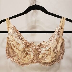 Sz 38F Nude Rigby & Peller London Lace Underwire Bra
